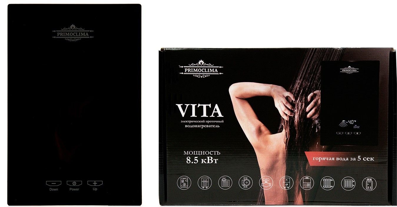 Электрический проточный водонагреватель Primoclima VITA 8.5 кВт, черный фото#11