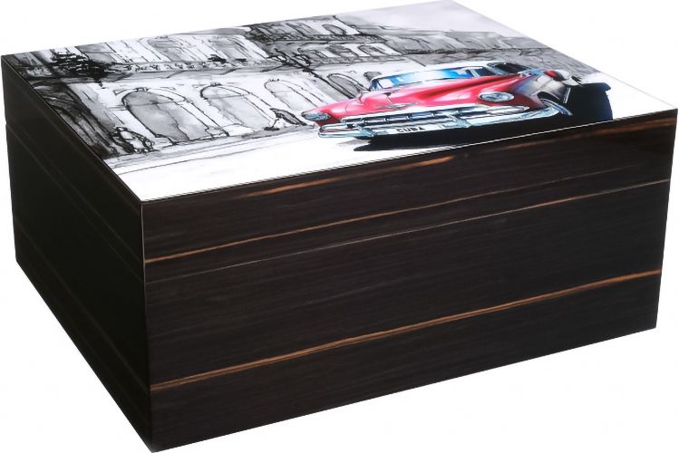Настольный хьюмидор Gentili Red Car на 50 сигар, Эбеновое дерево SV50-Ebony-Red-Car