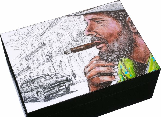 Настольный хьюмидор Gentili Cuban Smoker на 50 сигар, Черный лак SV50-Black-Cuban-Smoker фото#2