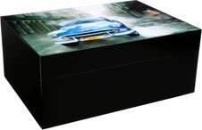 Настольный хьюмидор Gentili Blue Car на 50 сигар, Черный лак SV50-Black-Blue-Car