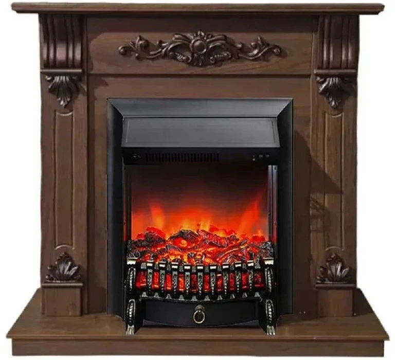 Электрокамин InterFlame Мальта орех с очагом Fobos LUX/BLACK