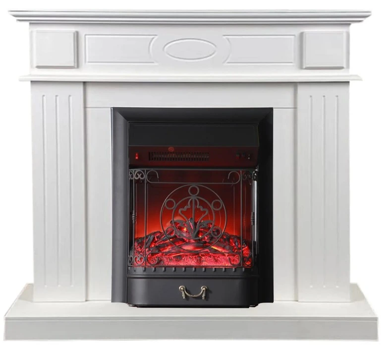 Электрокамин InterFlame Лестер белый с очагом Majestic LUX/BLACK