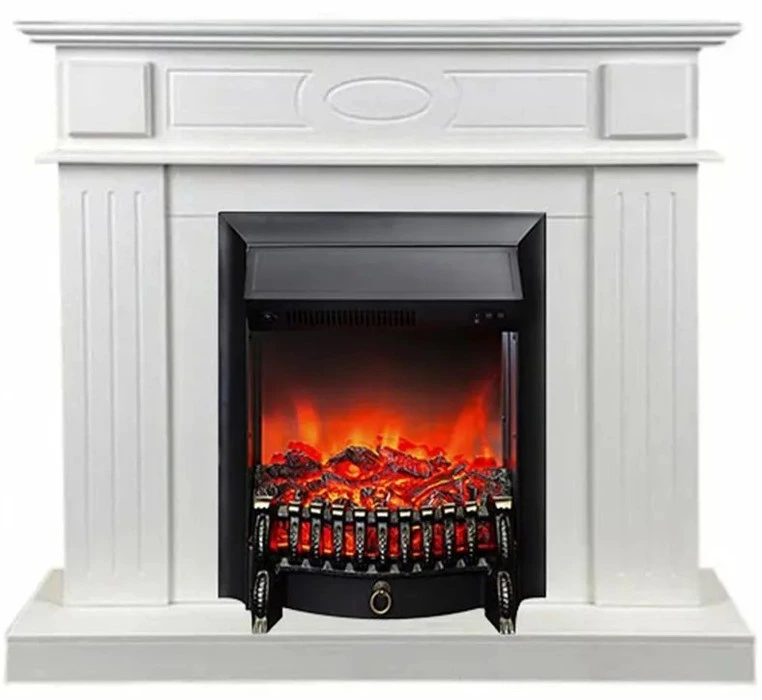 Электрокамин InterFlame Лестер белый с очагом Fobos LUX/BLACK
