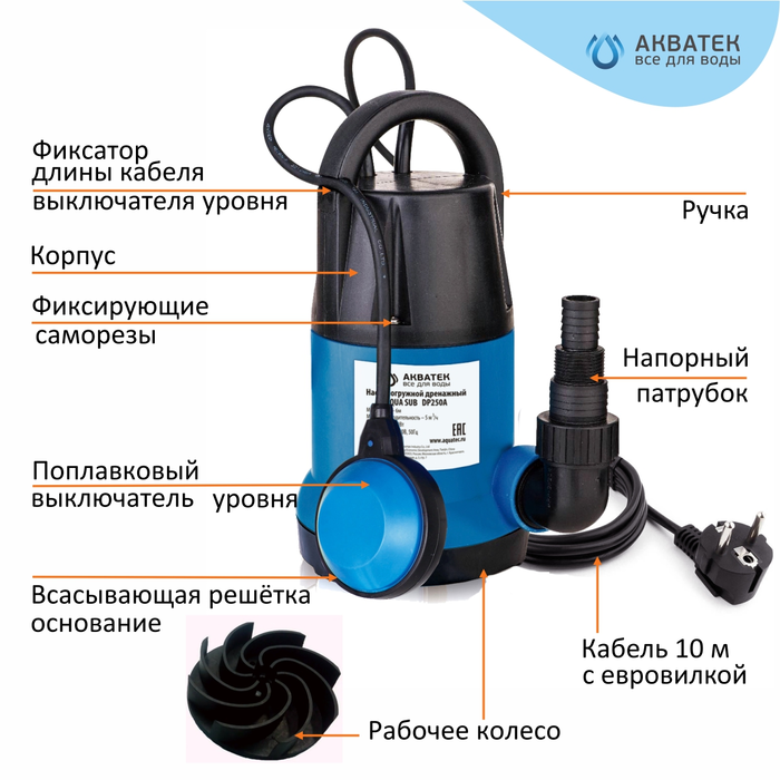 Дренажный насос Акватек DP250A 6/85 фото#2
