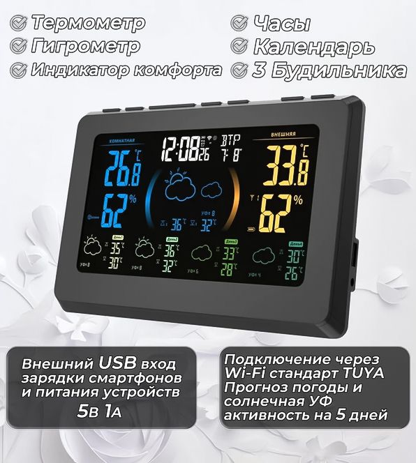 Цифровая метеостанция BVItech BV-679BTW с TUYA фото#2