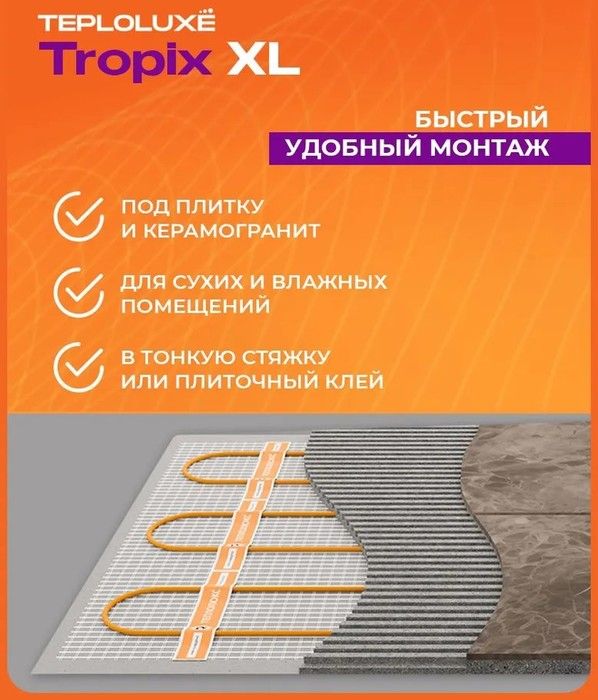 Нагревательный мат Теплолюкс Tropix МНН XL 2,8 кв.м (0,8х3,5м) фото#9