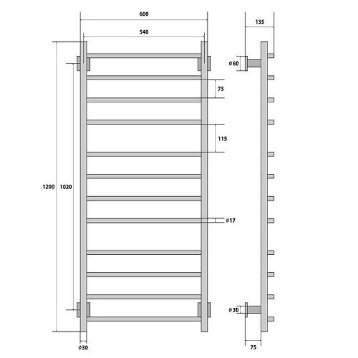 Электрический полотенцесушитель лесенка Energy Grand 1200x600 для ванной фото#2