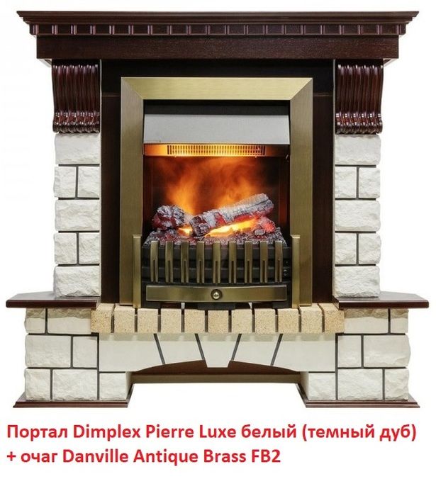 Классический очаг Dimplex Danville Antique Brass FB2 и живым пламенем фото#4