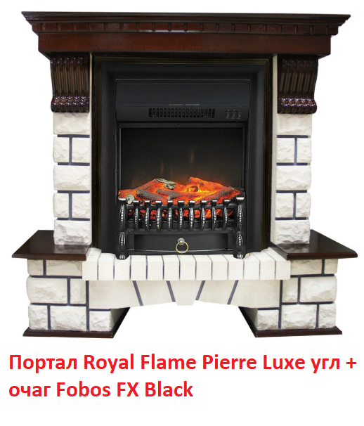 Угловой классический портал Royal Flame Pierre Luxe угл. под классический очаг (Темный дуб) фото#5