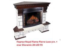 Угловой широкий портал Royal Flame Pierre Luxe угл. под очаги Dioramic 28 FX (Темный дуб) из искусственного камня фото#2