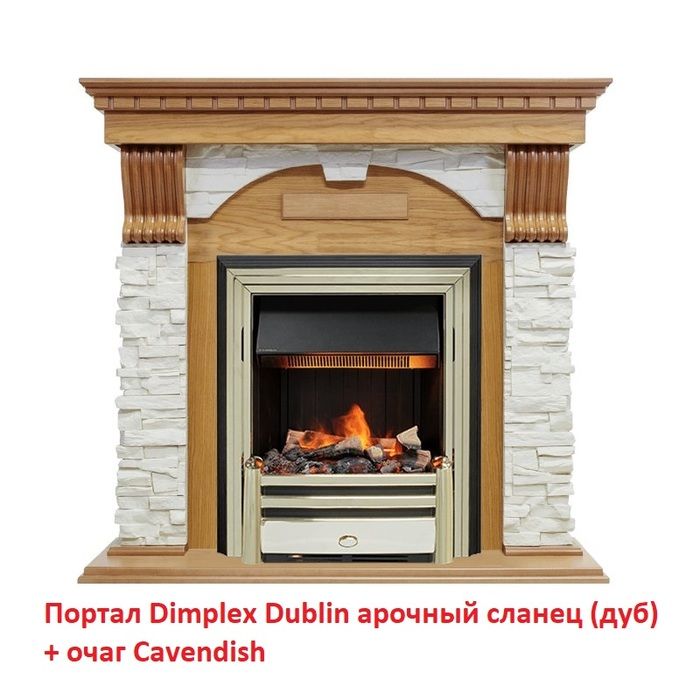 Классический портал для камина Dimplex Dublin арочный сланец белый (Дуб) фото#3