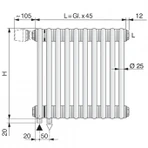 Стальной трубчатый радиатор 2-колончатый Arbonia 2090/08 N69 твв RAL 9016 фото#5