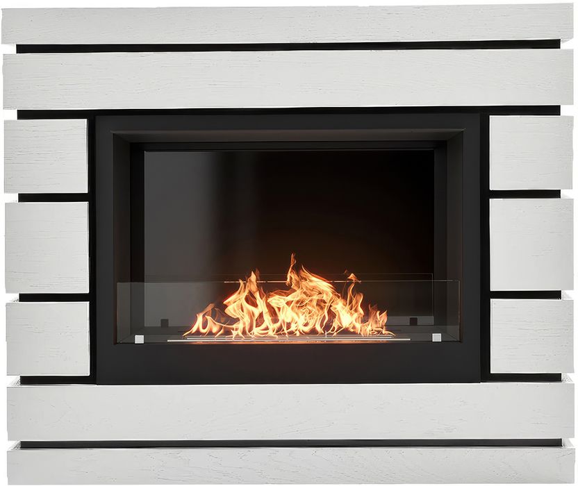 Напольный биокамин Firelight BFP/P-2520 с порталом Moderno 25 шпон белый дуб