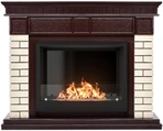 Напольный биокамин Firelight BFP/P-2520 с порталом Bricks 25 камень бежевый, шпон темный дуб