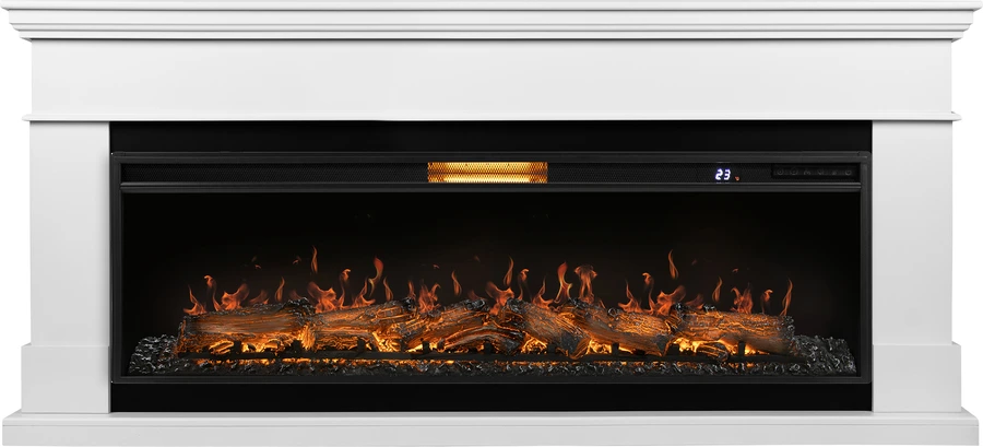 Линейный электрокамин Royal Thermo Aurora RTFP/P-AR60LS с порталом Firelight California 60 W, белый