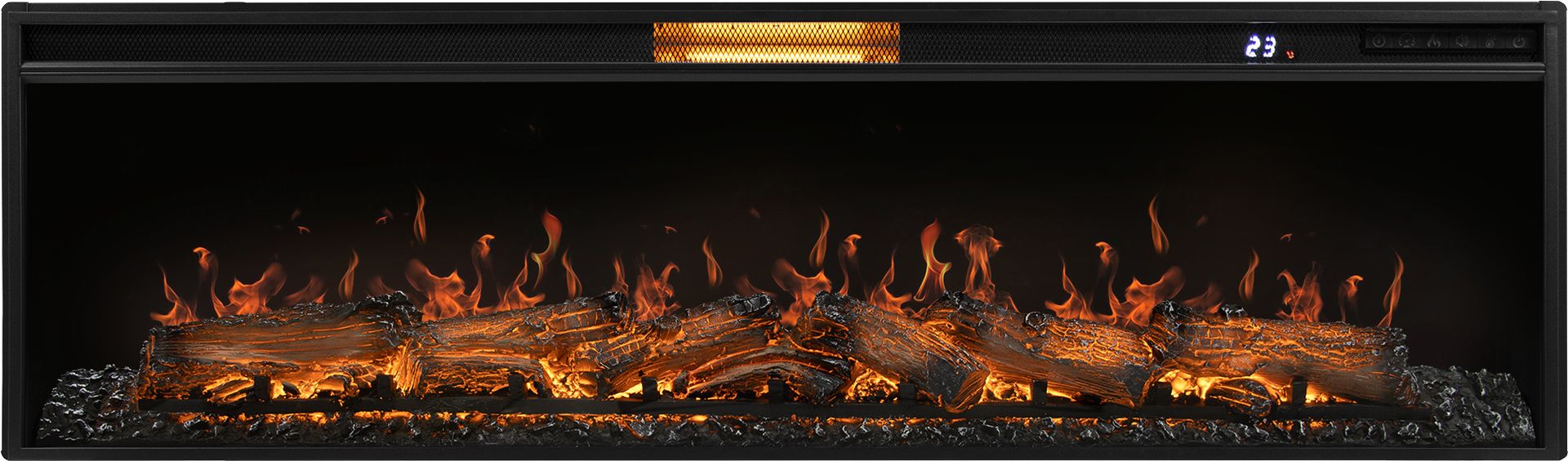 Линейный электрокамин Royal Thermo Aurora RTFP/P-AR60LS с порталом Firelight Michigan 60, камень молочный, шпон темный дуб фото#3