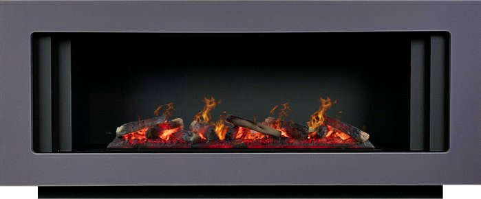 Линейный электрокамин Royal Flame Line SFT Серый графит с черным с очагом Design L1000RF 3D PS/LOG
