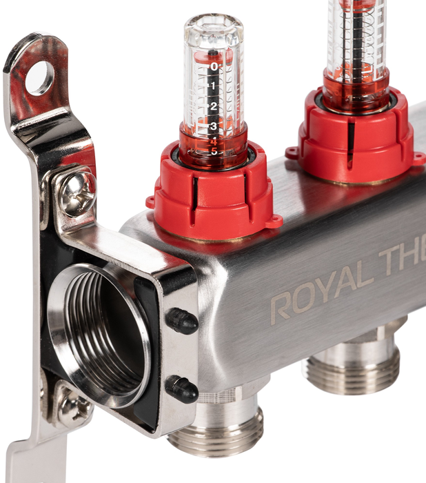 Для отопления Royal Thermo 1" ВР-3/4" НР, 3 выхода с расходомерами, нерж. (RTO 52.203) фото#2