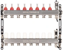 Для отопления Royal Thermo 1" ВР-3/4" НР, 10 выходов с расходомерами, нерж. (RTO 52.210)