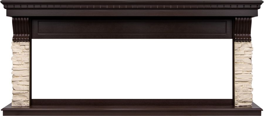 Линейный электрокамин Royal Thermo Aurora RTFP/P-AR60LS, портал Michigan 60, камень молочный, шпон темный дуб фото#2
