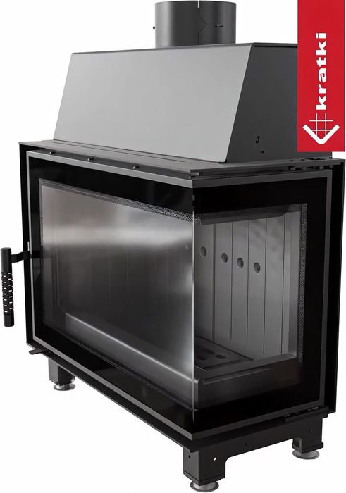 Угловая правая дровяная топка Kratki SIMPLE/S/P/BS угловое стекло справа, черная футеровка фото#2
