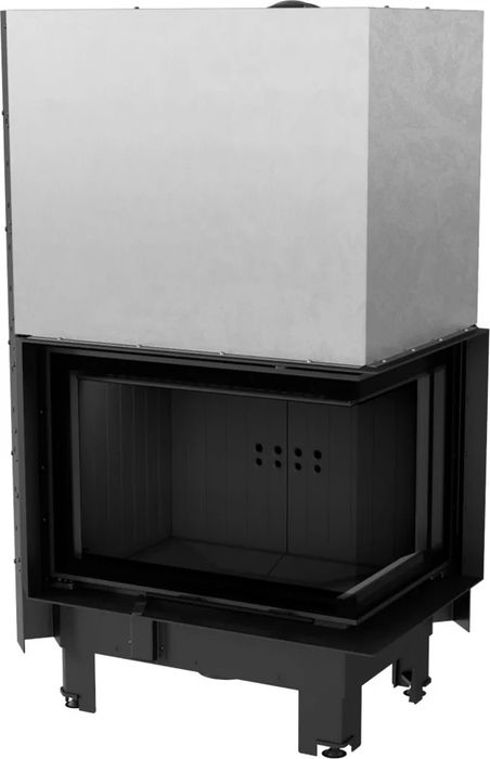 Угловая правая дровяная топка Kratki MBZ/P/BS/G/SG (гнутое стекло) черная футеровка PRO фото#3