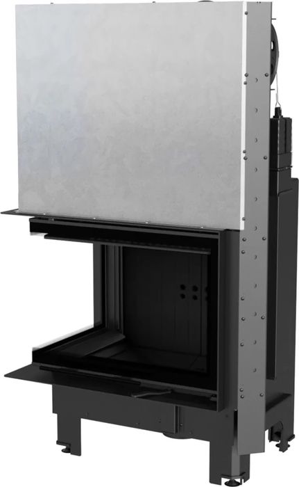 Угловая левая дровяная топка Kratki MBZ/L/BS/G/SG (гнутое стекло) черная футеровка PRO фото#2