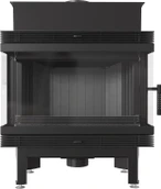 Трёхсторонняя дровяная топка Kratki Blanka670/570/LP/BS/BLACK угловое стекло слева-справа, черная футеровка