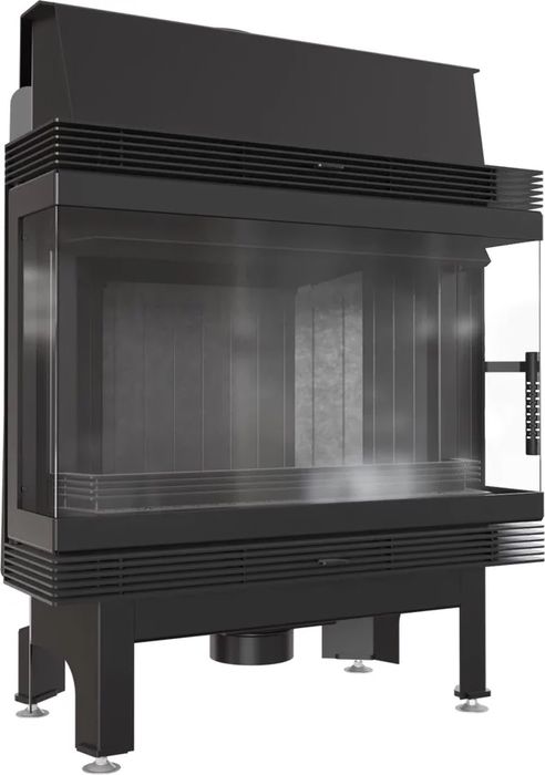 Трёхсторонняя дровяная топка Kratki Blanka670/570/LP/BS/BLACK угловое стекло слева-справа, черная футеровка фото#2