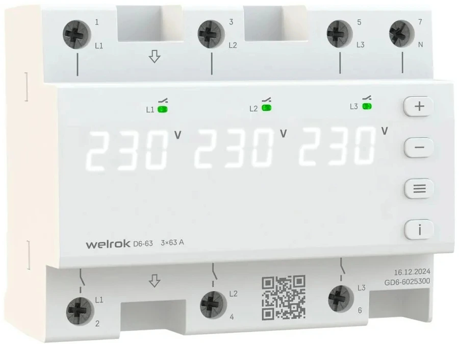 Реле напряжения Welrok D6-63