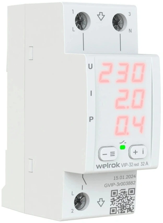 Реле напряжения Welrok VIP-32 red