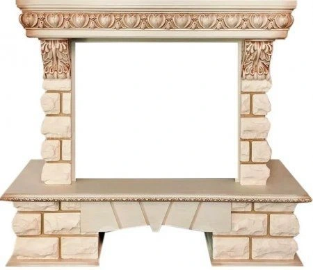 Широкий портал Royal Flame Pierre Luxe LORD под очаг Dioramic 28 LED FX Слоновая кость
