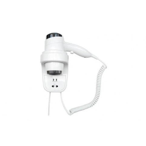 Настенный фен Nofer HOTELline белый с розеткой 1800-2200 W (02012.W)