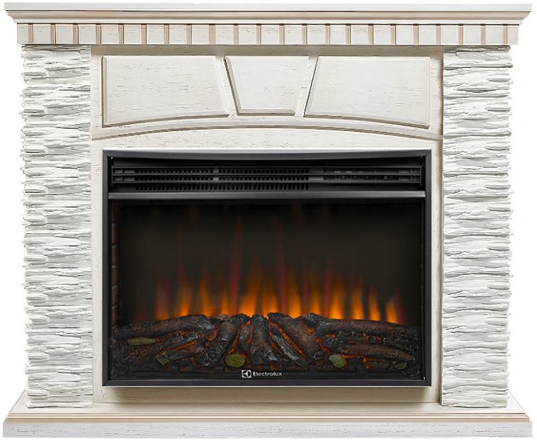 Электрокамин Electrolux EFP/P-3020LS N с порталом Firelight Porto 30 камень белый, шпон беленый дуб