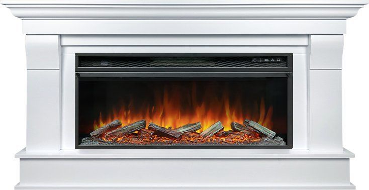 Линейный электрокамин Royal Flame Monaco 42 (белый) с очагом Vision 42 LOG LED