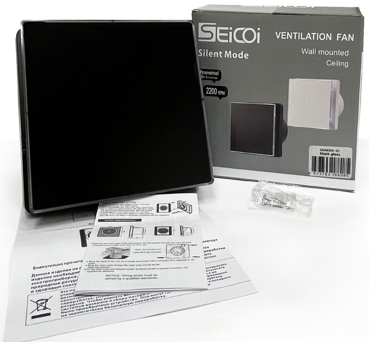 Вытяжка для ванной Seicoi SNAD04-01 Black glass фото#3