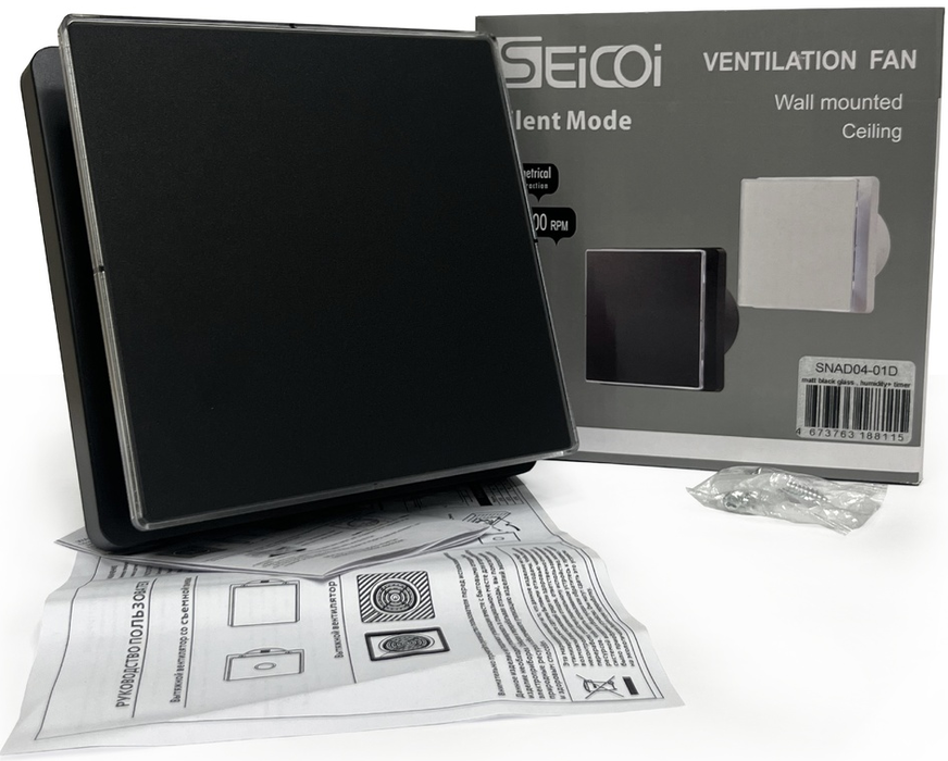 Вытяжка для ванной Seicoi SNAD04-01A Matt black glass, LED фото#3