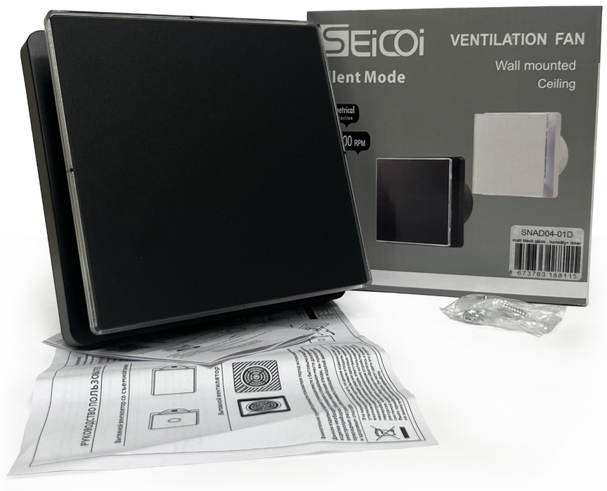 Вытяжка для ванной Seicoi SNAD04-01 Matt black glass фото#3