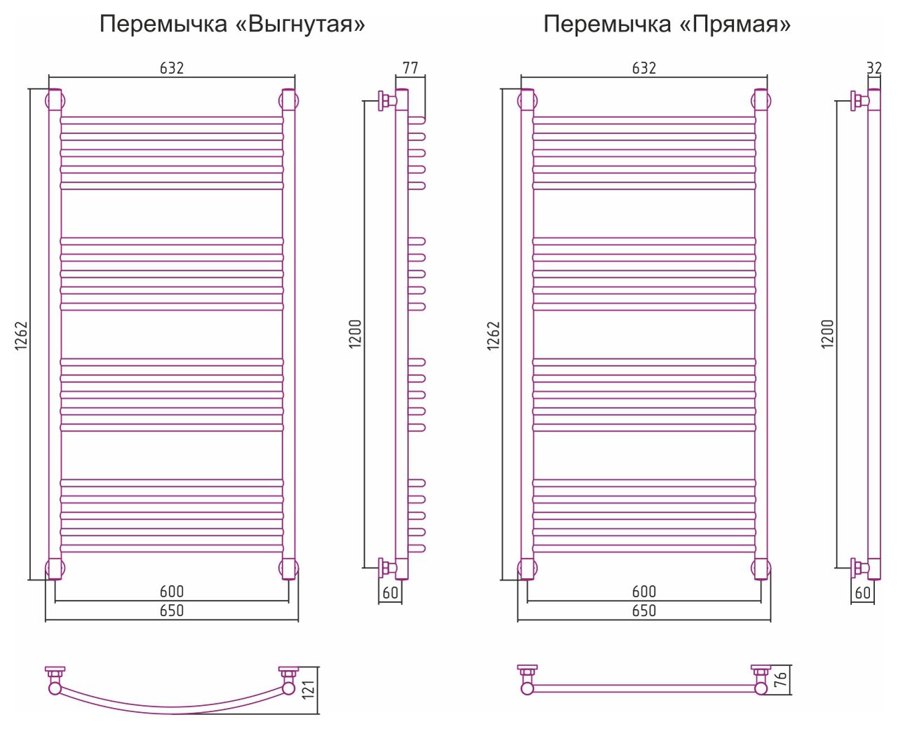 Водяной полотенцесушитель Сунержа Богема+ 1200x600 (00-0220-1260) фото#2