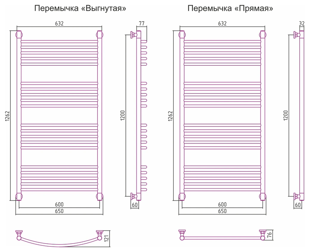 Водяной полотенцесушитель Сунержа Богема+ 1200x600 (00-0220-1260) фото#2