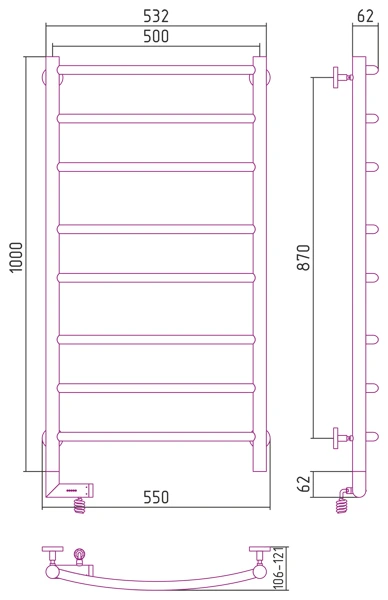 Электрический полотенцесушитель Сунержа Галант 2.0 1000х500 (00-5200-1050) фото#3