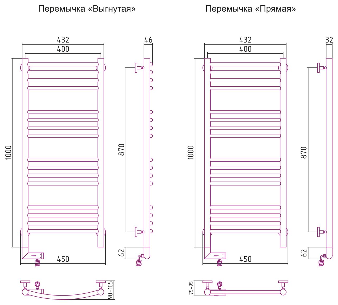 Электрический полотенцесушитель лесенка Сунержа Богема 2.0 1000х400 (00-5202-1040) фото#2