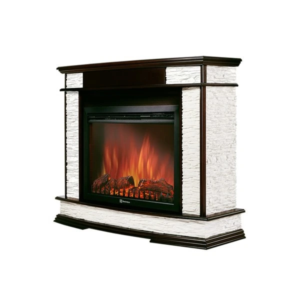 Электрокамин Electrolux EFP/P-3020LS с порталом Firelight Scala 30 камень сланец скалистый белый, шпон тёмный дуб