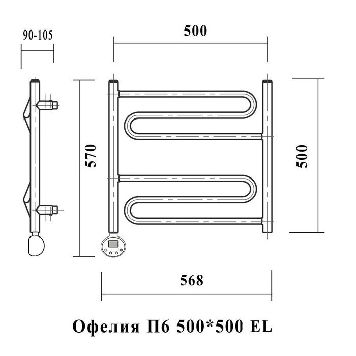 Электрический полотенцесушитель лесенка Domoterm Офелия П6 500*500 EL фото#2