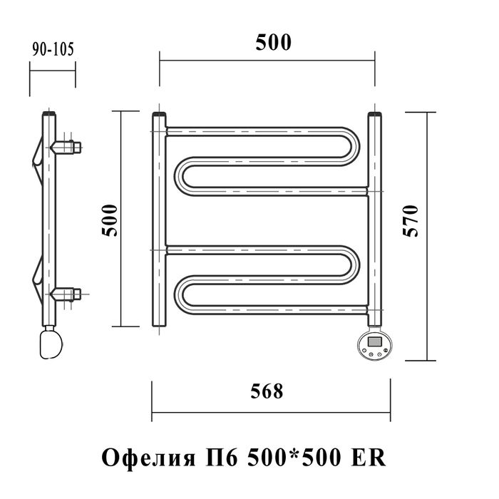 Электрический полотенцесушитель лесенка Domoterm Офелия П6 500*500 ER фото#2