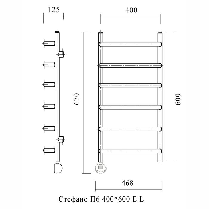 Электрический полотенцесушитель лесенка Domoterm Стефано П6 400*600 EL фото#2