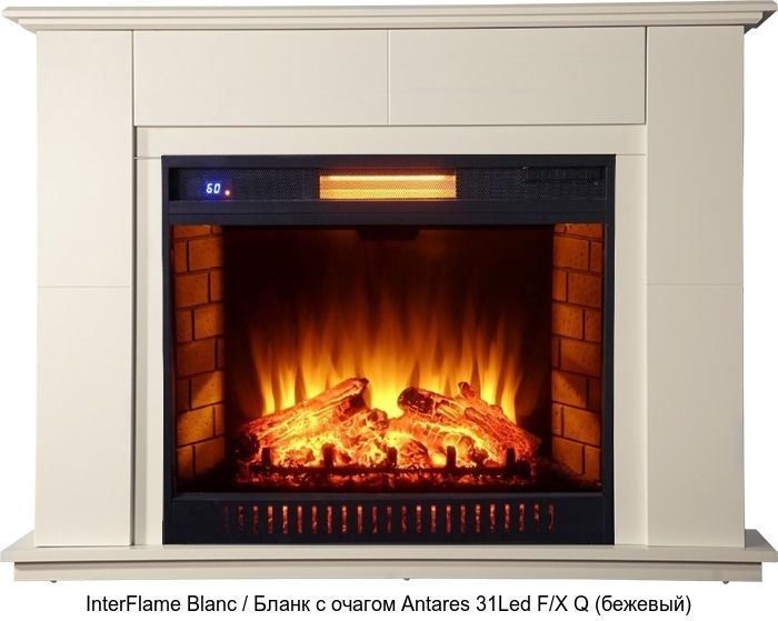 Деревянный камин (портал+очаг) InterFlame Blanc / Бланк с очагом Antares 31 LED FX QZ фото#2