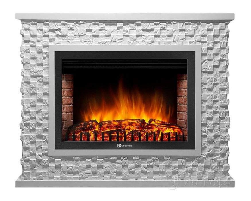 Электрокамин Electrolux EFP/P-3320RLS с порталом Firelight Quadro 30 песчаник античный белый/белая эмаль