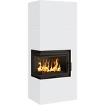 Готовый дровяной каминокомплект Kratki SIMPLE Box белый с топкой BS, левый угол