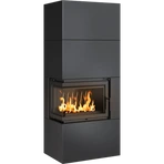 Готовый дровяной каминокомплект Kratki SIMPLE Box черный с топкой BS, левый угол